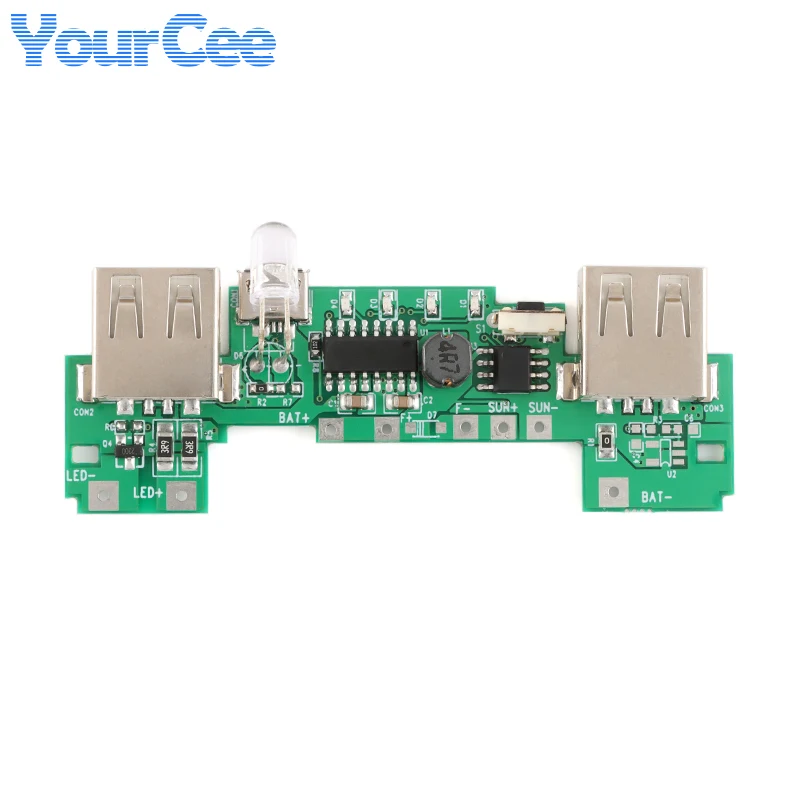 2 USB 5V 2A Mobilny moduł ładowarki Power Bank Litowo-jonowy 18650 Płytka ładująca akumulator Wskaźnik LED 5V 200mA Panel słoneczny PCB