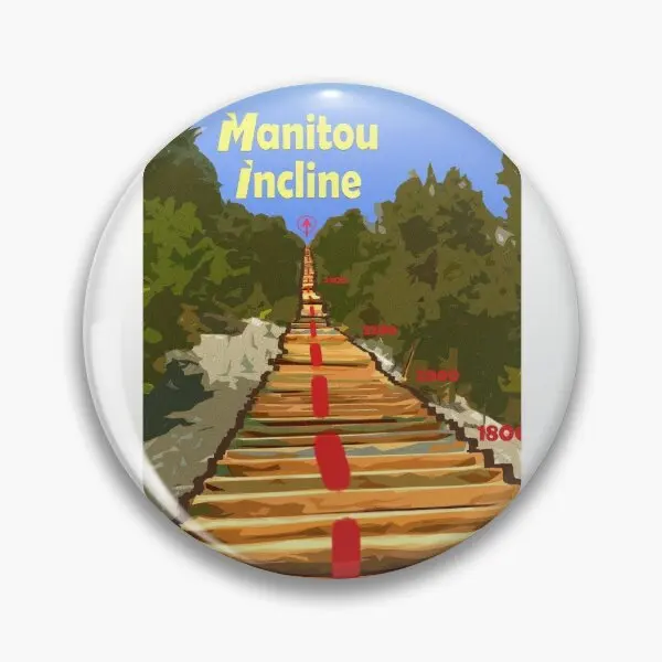 Manitou Incline Hike Artwork  Soft Button Pin Fashion Jewelry Lover Cartoon Creative Funny Collar Badge Lapel Pin Gift Brooch