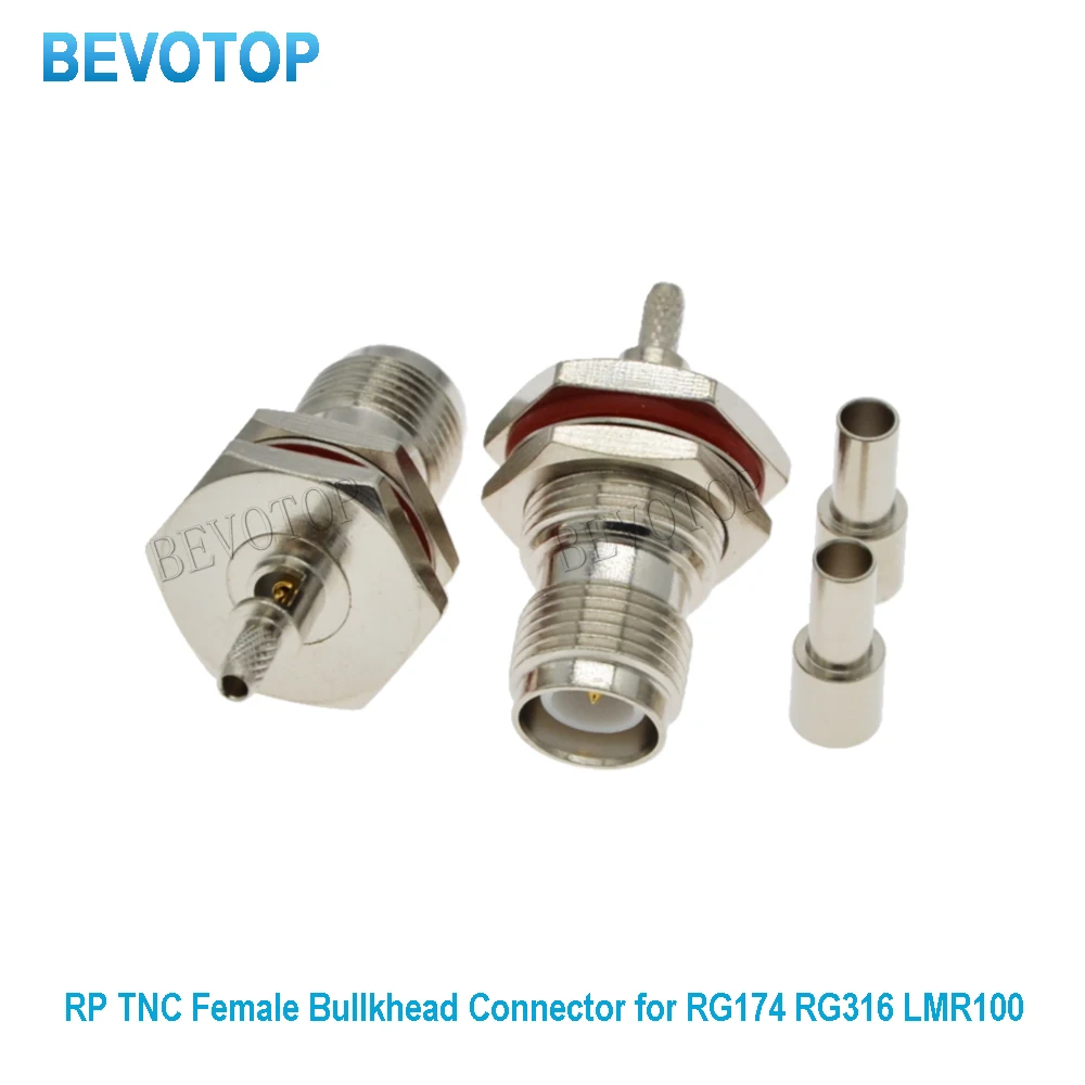 

10Pcs RP TNC Female Bulkhead Connector for RG174 RG316 LMR100 Coaxial Cable TNC Solder Connector BEVOTOP