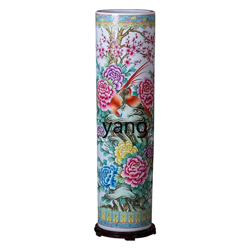 Yjq hand-painted floor-to-ceiling large vase quiver Jingdezhen ceramic living room TV cabinet villa high ornament gift