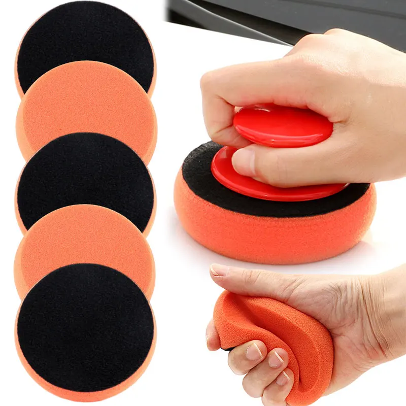 1/5PCS Car Wax Applicator Pads Set with Red Handle Soft Sponge Applicators Foam Wax Pad for Polishing and Cleaning Cars