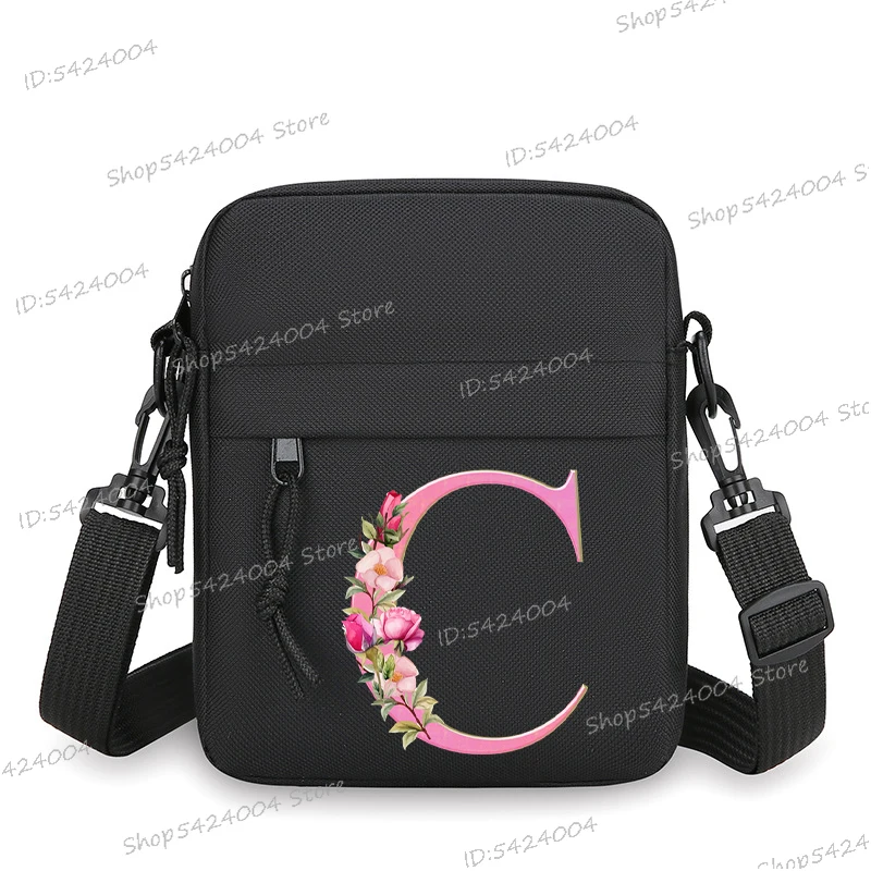 

Винтажная женская сумка-мессенджер с розовым цветочным принтом и алфавитом, модная сумка с цветочным принтом для девочек, мини-сумка для мобильного телефона, маленькая сумка через плечо