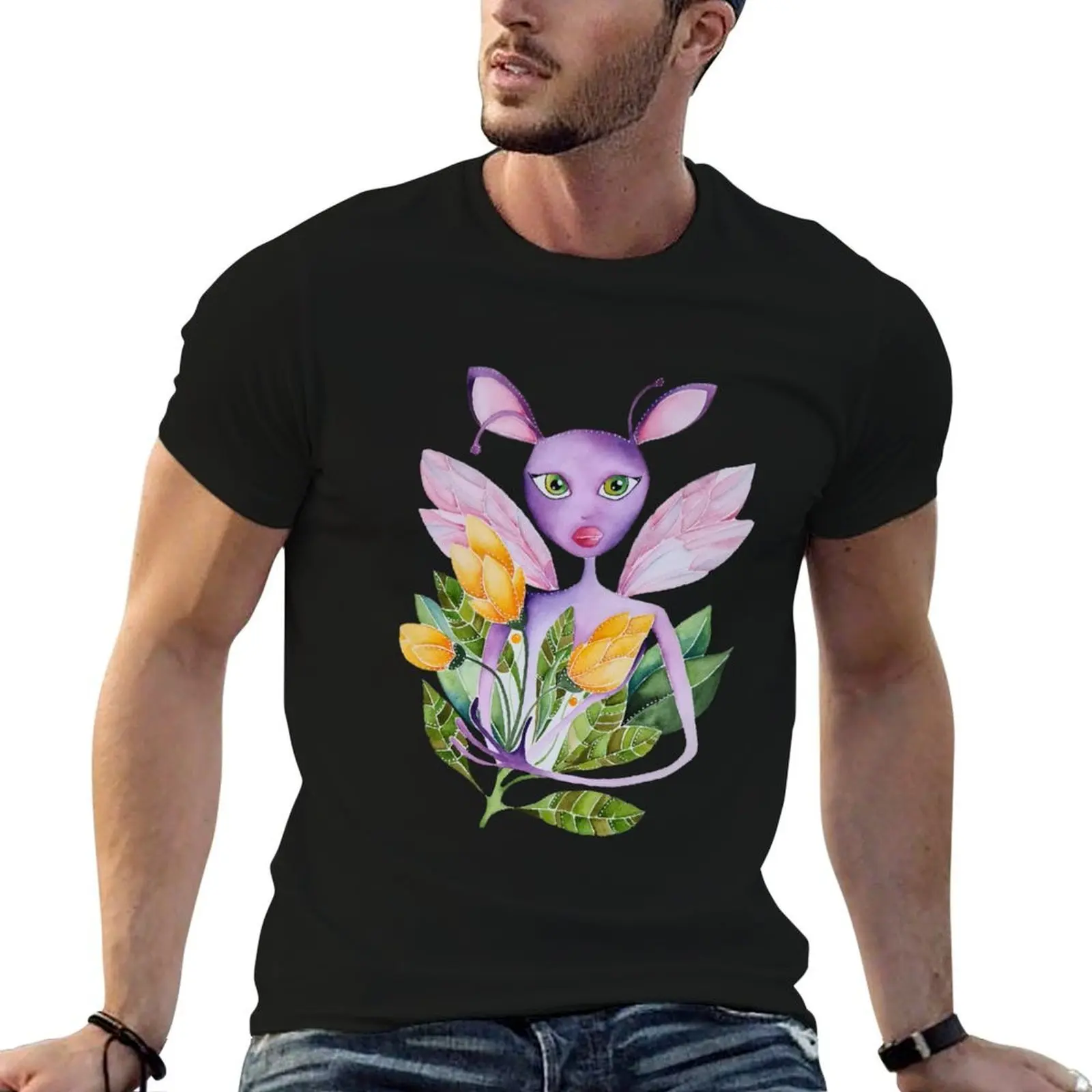 

Flower loving purple critter T-Shirt cotton t shirts high quality graphic t shirts for man T-Shirt