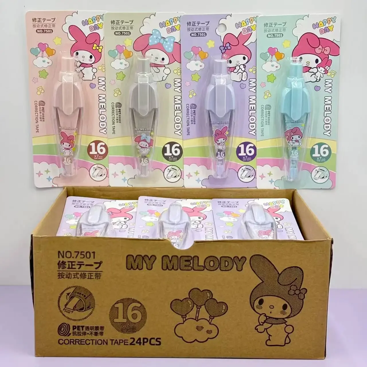 4Pcs/Set Sanrio My melody Kuromi Cute Press Type White Out Correction Tapes Cartoon Correction Bands for Kids Stationery Gift