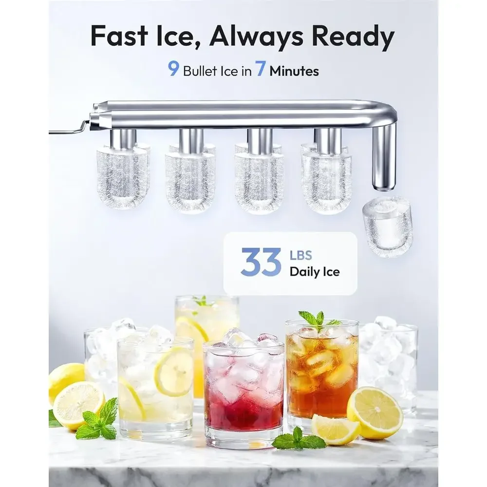 4-in-1 Bottom-Load Water Dispenser with Ice Maker, Hot/Cold, 3-5 Gallon, 33 lbs Daily Ice, Childproof Lock, Black view 3