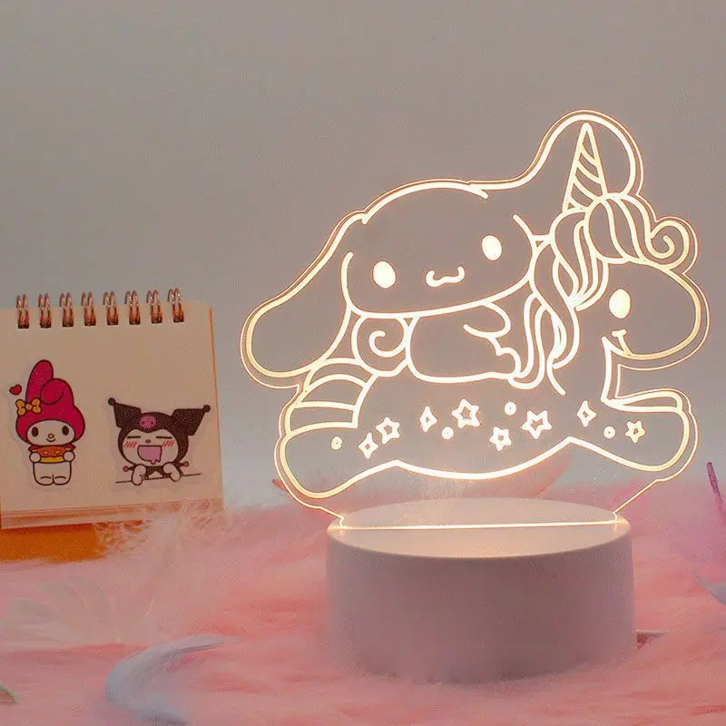 Sanrio Hello Kitty Kuromi My Melody Cinnamoroll Night Light Internet Girl Creative Practical Dormitory Led Desk Lamp Birthday