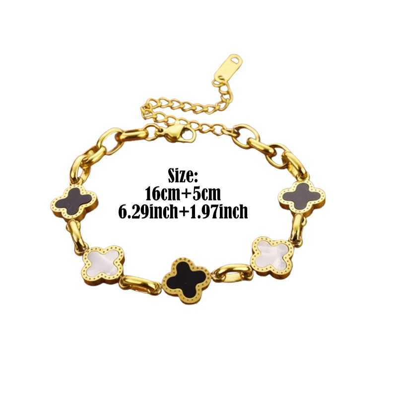 Women's Fashion Titanium Steel Four-leaf Clover Bracelet Adjustable Charm Bracelet Non-tarnish Lucky Chain Gift for Girlfriend image 5