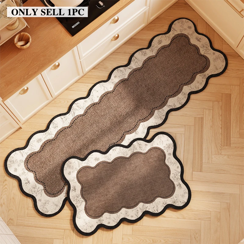 Kitchen Floor Mat PVC Waterproof Non-Slip Oil-proof Carpet Solid Color Printed Rug Long Size Rugs Retro Home Decor Carpets Ковёр