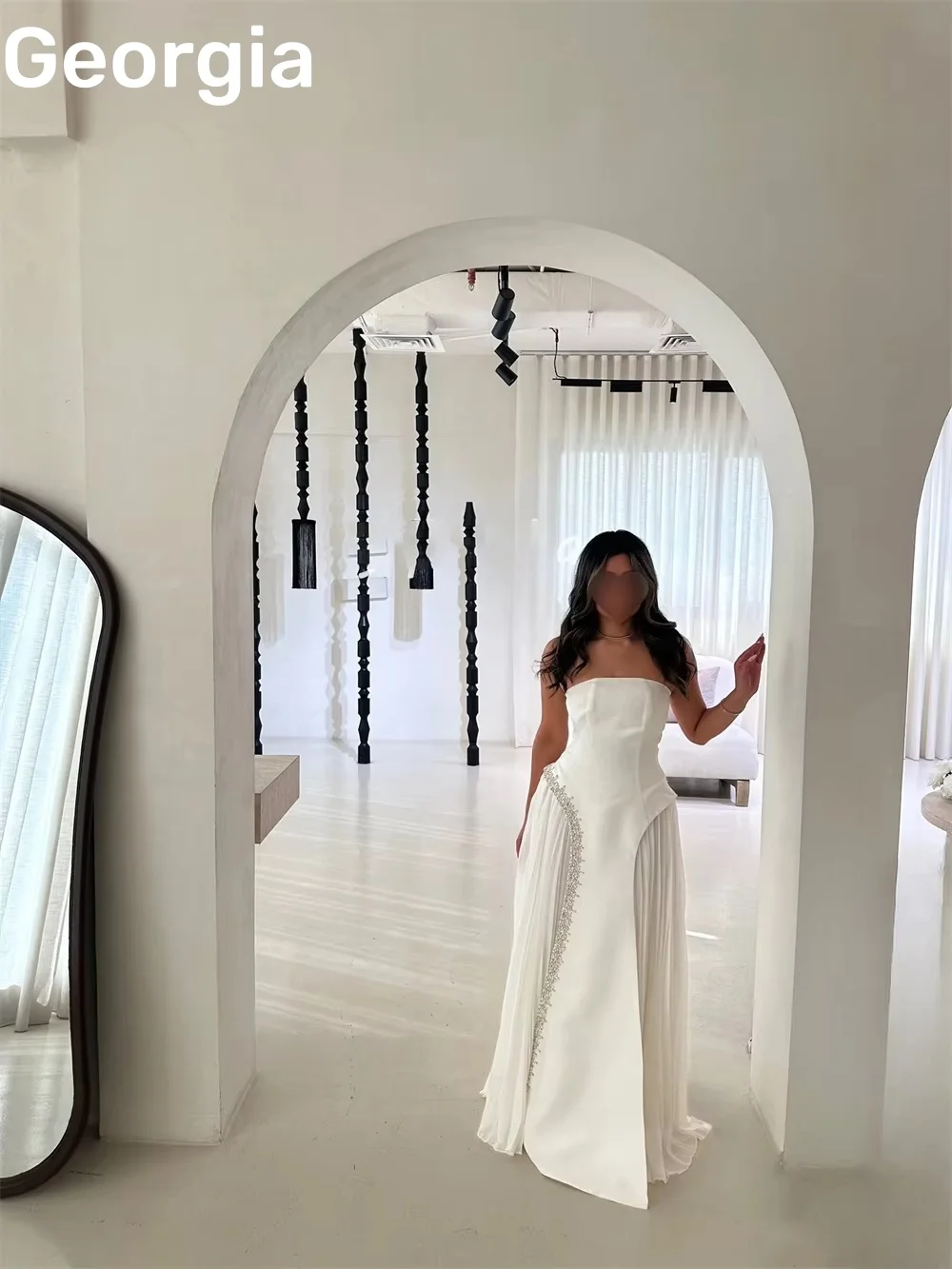 Vestidos de ocasião formal personalizar coluna sem alças até o chão beadings vestidos de noite de luxo com zíper sem mangas vestidos de