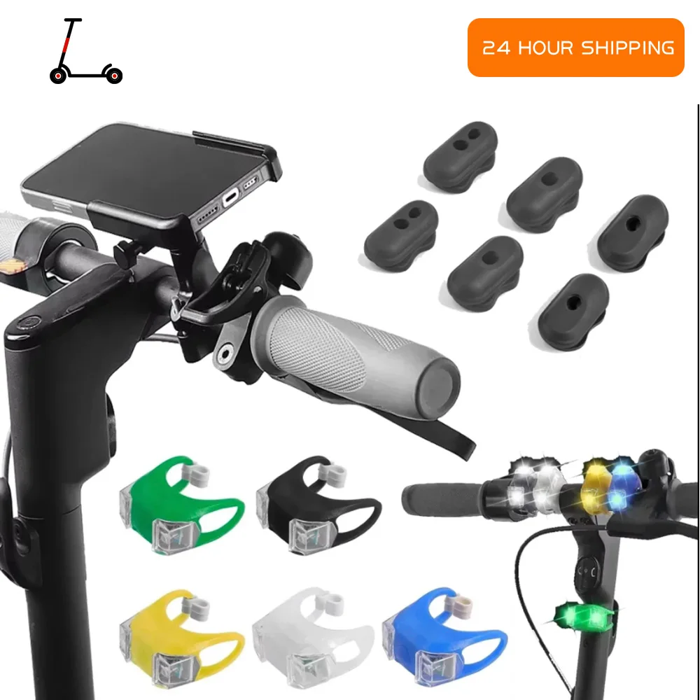 

Dustproof Rubber Line Hole Holder & Cell Phone Holder&Multi-Color LED Lights Set For Ninebot MAX G30 G30D Electric Scooter Parts
