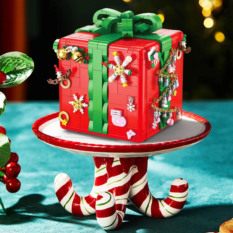Blocs de construction de noël créatifs, mécanisme Surprise, boîte-cadeau assemblée, modèle de vacances du père noël, jouets, Mini briques, cadeaux pour enfants