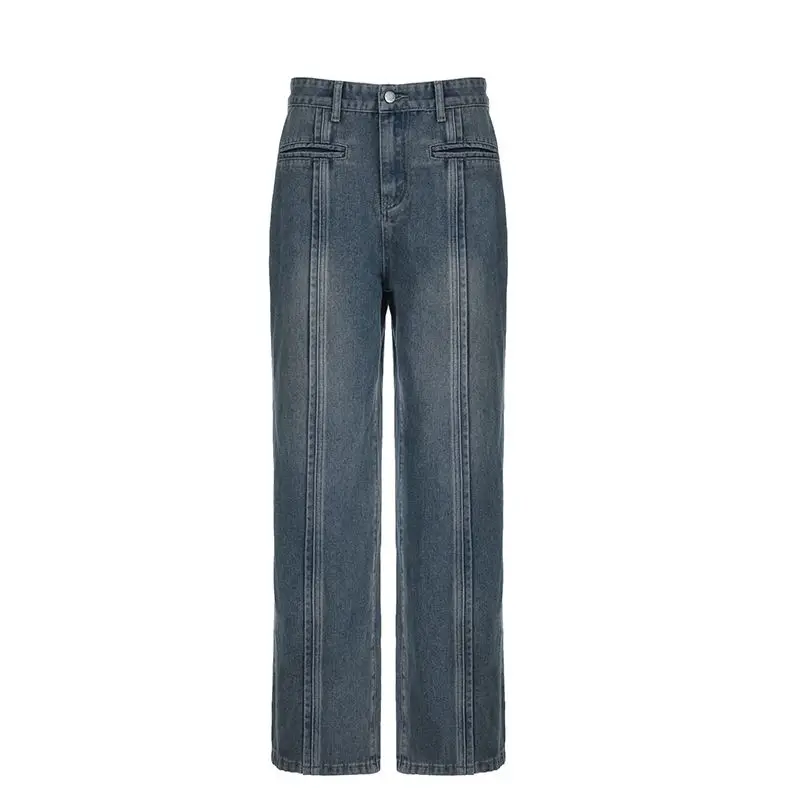 Jean Samen Met Rechte Losse Hoge Taille Baggy Vrouwen Casual Streetwear Vintage Denim Broek Koreaanse Mode Wijde Pijpen Broek