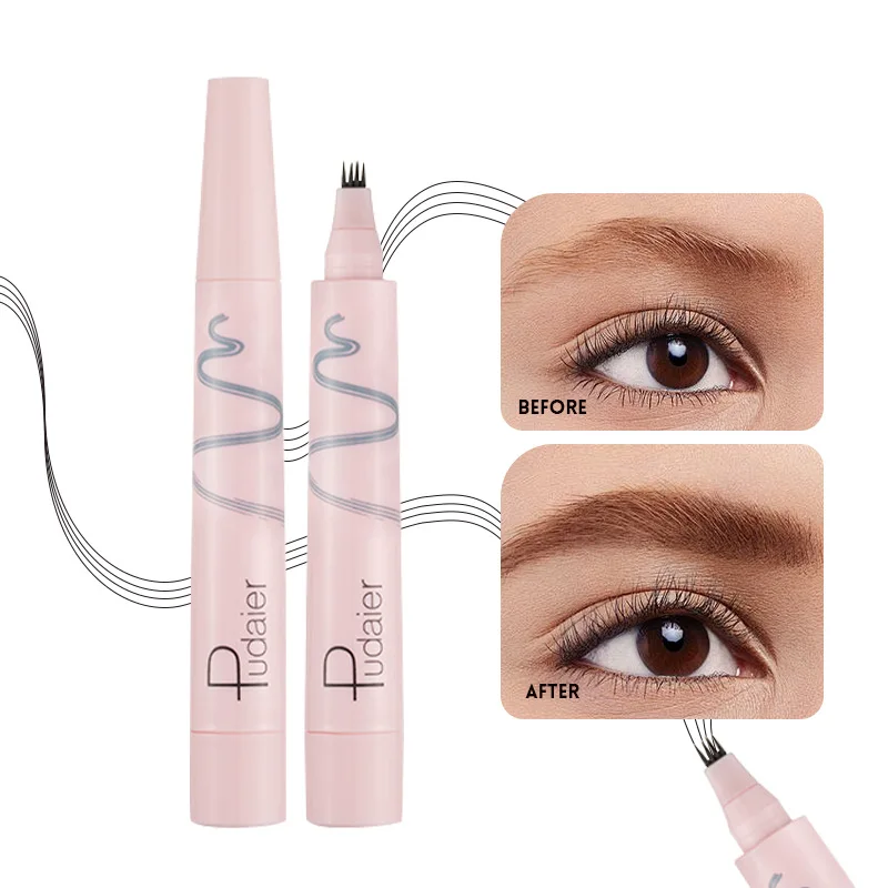 Eyebrow Pencil simulation long-lasting hot sale waterproof four-fork liquid eyebrow pencil makeup