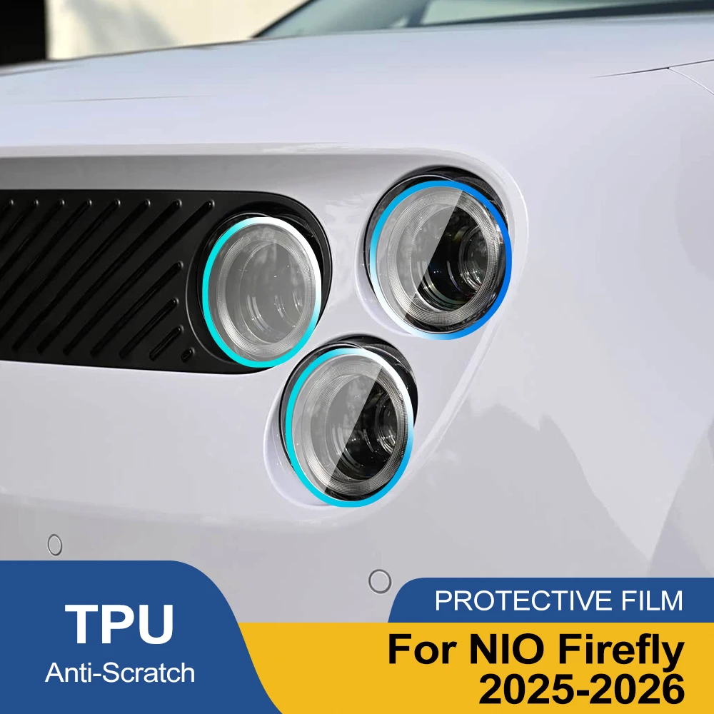 For NIO Firefly 2025-2026 Smoke Black High Gloss Pre-Cut TPU Car Headlight Protective Film PPF Anti-Scratch Vinyl Wrap Cover Kit