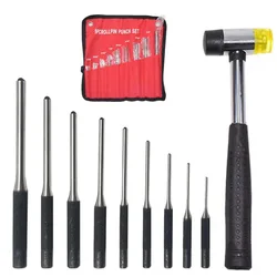 Aço Rodada Cabeça Pins Punch Set, Ajustador, Caça Removedor, Pin Punch Tools, Acessórios, Remover Repair Cinzel Tool, K50, 9Pcs