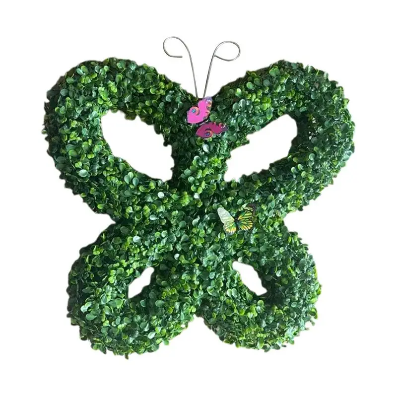 

Зеленые венки для входной двери, внутренние венки в форме бабочки, праздничные принадлежности, гирлянда со светодиодной подсветкой для входной двора