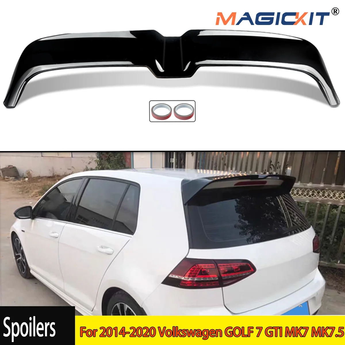 Top Roof Spoiler Wing For 2014-2020 Volkswagen GOLF 7 GTI MK7 MK7.5 Gloss Black