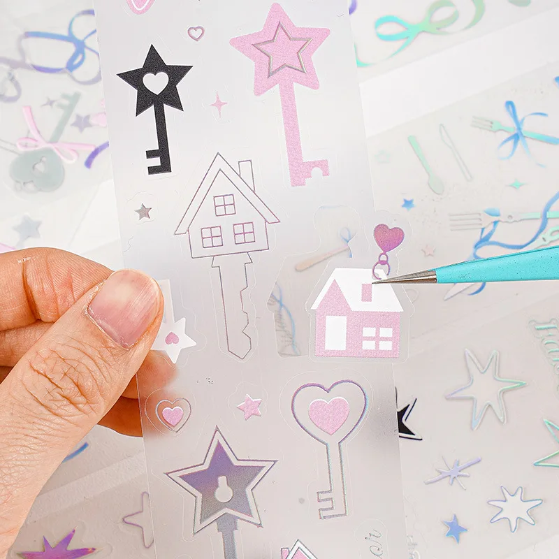 New Cute Gilt Stardust Ballet Style Decoration Adhesive Masking Tape Students Scrapbooking Journal Collage DIY Material Sticker