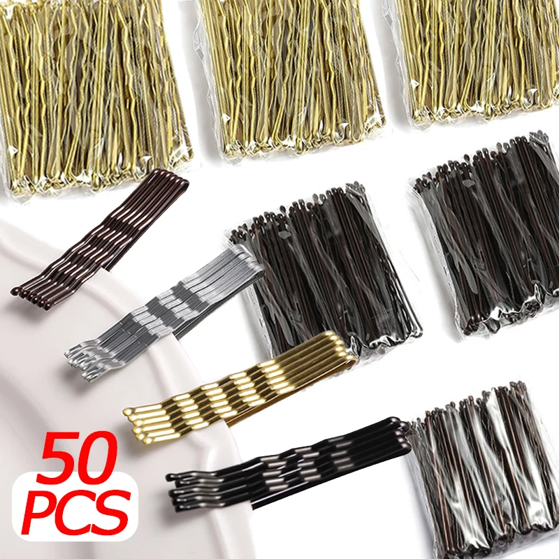 50Pcs Waved U-Shaped Bobby Pin Hair Barrette Hairpins for Women Hair Clip Invisible Wave Hairgrip Hair Headwear Accessories