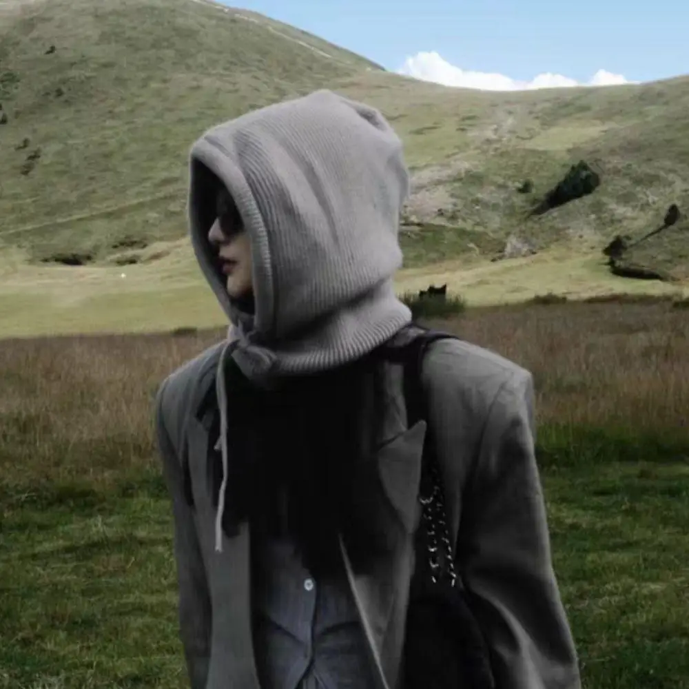 النساء الشتاء قطعة واحدة قبعات صغيرة متماسكة أقنعة الرقبة أدفأ وشاح في الهواء الطلق المرأة رئيس هود بونيه سدادات حماية الأذن بيني قبعة