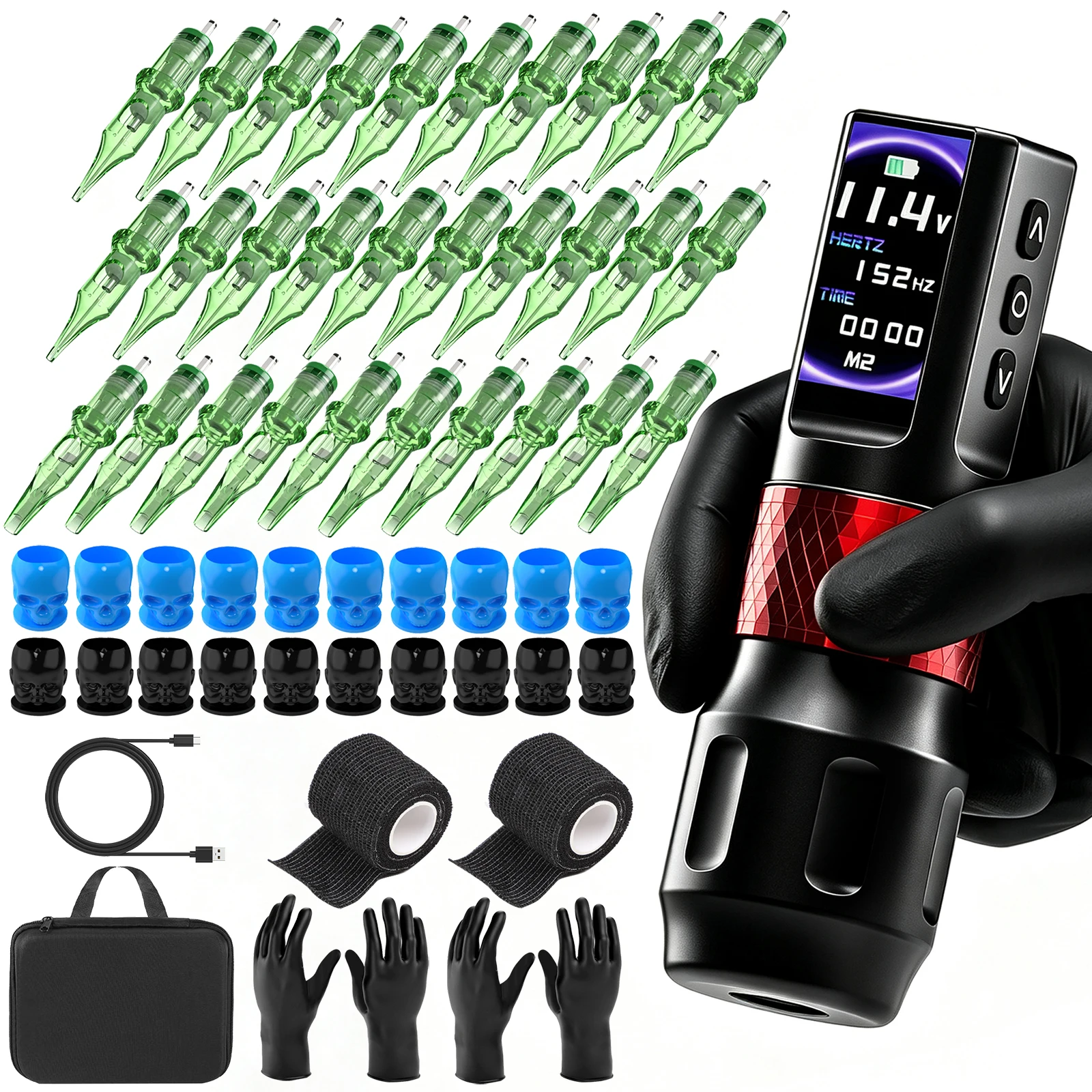 YILONG F6 Brushless MotorTattoo Machine Kit With 30Pcs Tattoo Needles Wireless Tattoo Machine Pen Sets Complete Tattoo Kits