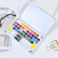 12/18/24/36 Color Set Solid Watercolor Pigment Box Portable Paintbrush Tool Artistic Creation Supplies Student Stationery Gift