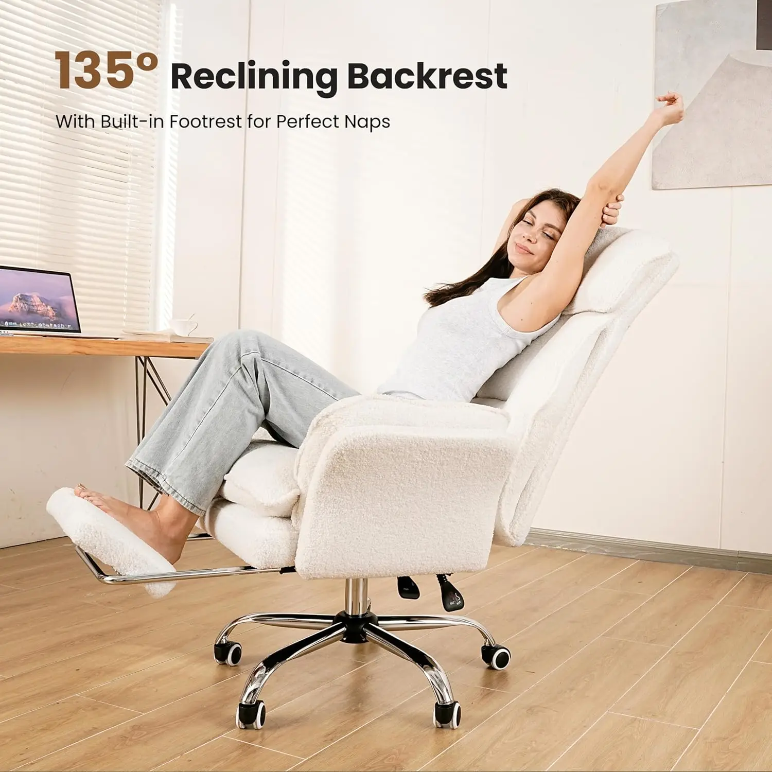 Big and Tall Office Chair, Flip Armrests for Pets & Cross Legged Sitting, Executive Ergonomic Computer Gaming Chair with Foot Re view 6