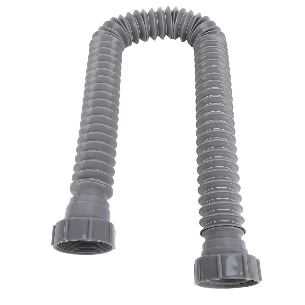 Durable 1-1/2 Inch Size P Trap Pipe Leakproof Design Grey Sink Drain Hose Expandable Flexible P Trap Pipe Kit Slotted Basin
