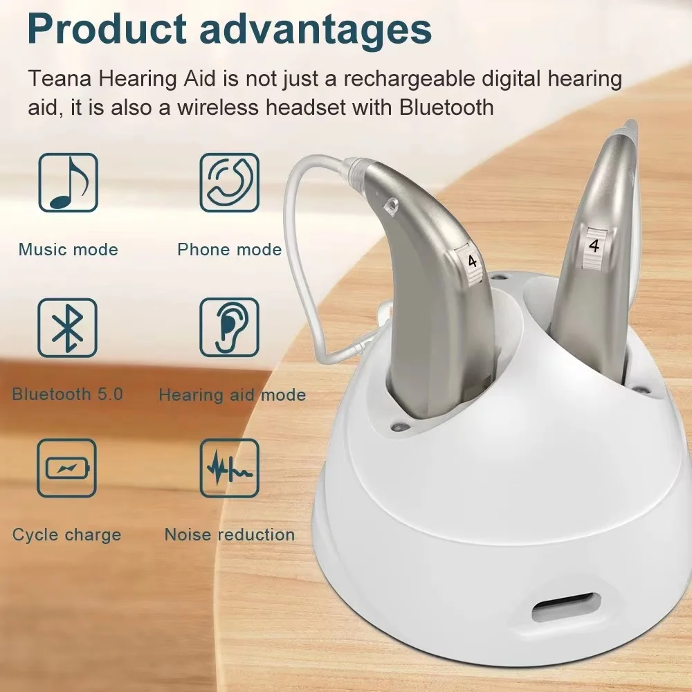 Rechargeable Bluetooth Hearing Aids For Hearing Loss Noise Reduce Sound Amplifier Connect App Control Earphone For Deafness