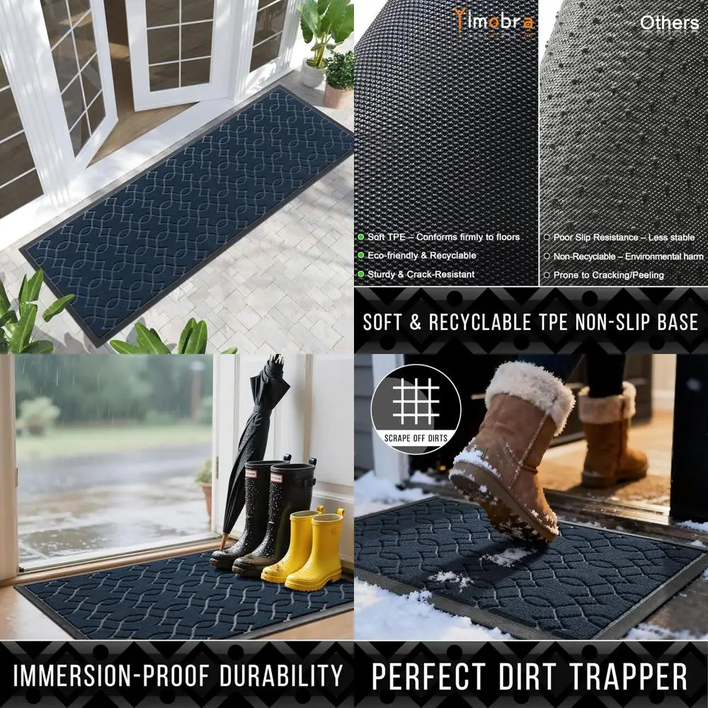 

Всесезонный водонепроницаемый уличный коврик для бегунов, 72x24, сверхпрочный нескользящий входной коврик, легко чистится, синий