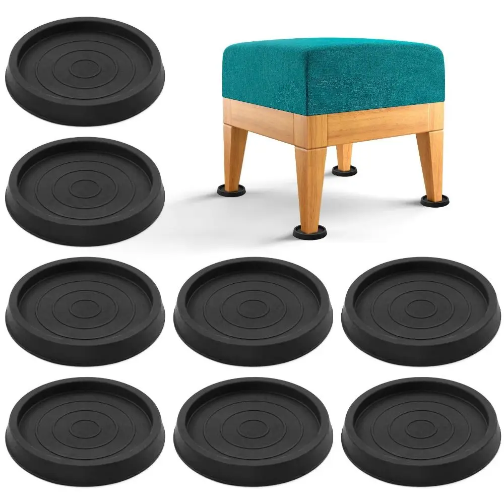 Round Rubber Anti Slip Caster Cup Anti-Skid Portable Furniture Stoppers Quick Install Protect Carpet Furniture Pads Bar Stools