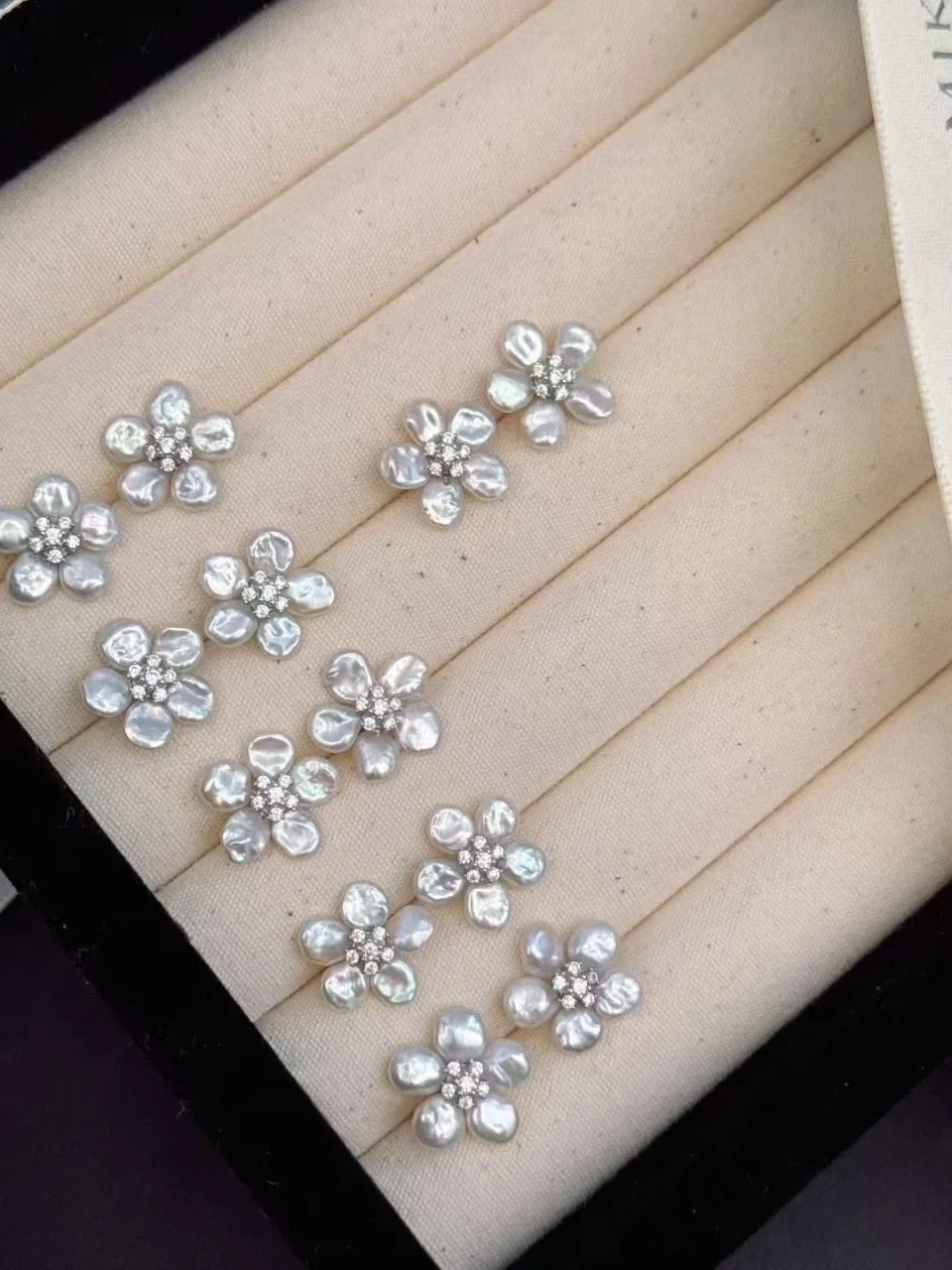 Certificated 925 Silver Natural Keshi Flower Ear Stud Untreated Freshwater Irregular Baroque Pearl Drop Dangle Earring Jewelry