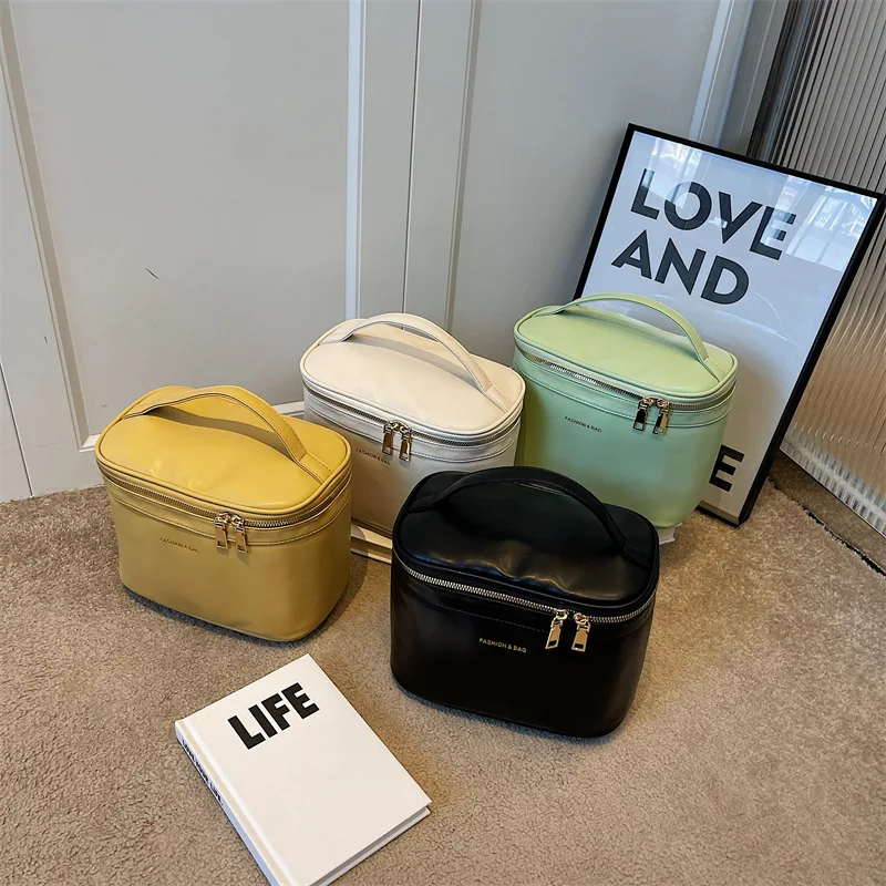 New Women's Cosmetic Bag Portable Storage Bag PU Large Capacity Tote Makeup Bag Travel Organizer Essentials Toiletry Bags