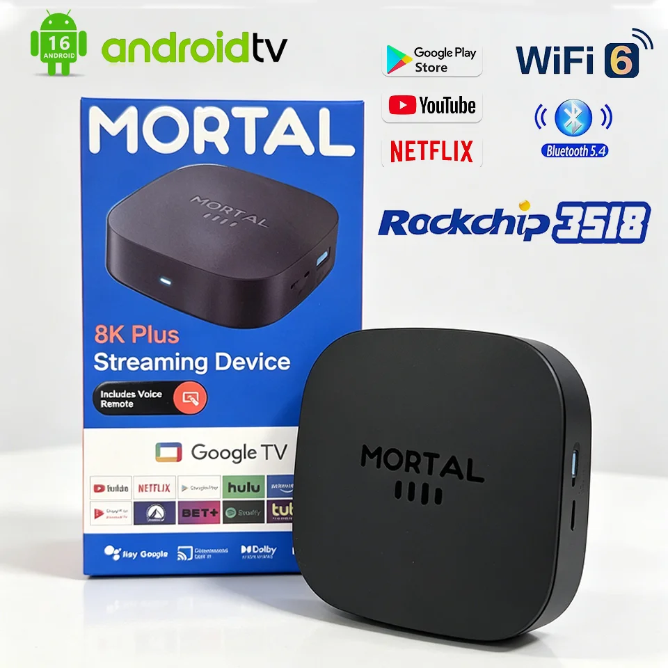 New 2026  Android TV Box T1+ Rockchip RK3518 Android 16 8GB RAM 128GB ROM WiFi 6 BT 5.4 Dual UI 8K Ultra HD Smart Media Player
