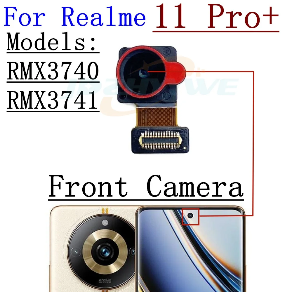 Rear Front Camera Module For OPPO Realme 11 Pro+Plus 5G Front Small Facing Back Main Camera Flex Cable Reapir Spare Parts