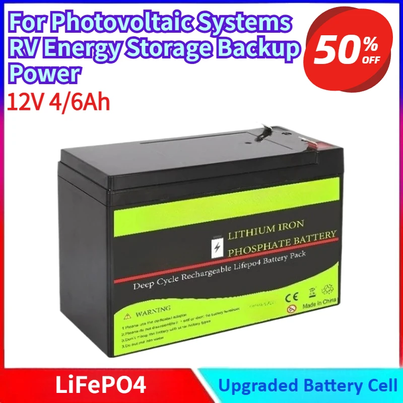 

New Lithium Iron Phosphate Large-Capacity Truck Battery 4/6Ah 12V for Photovoltaic Systems RV Energy Storage Backup Power