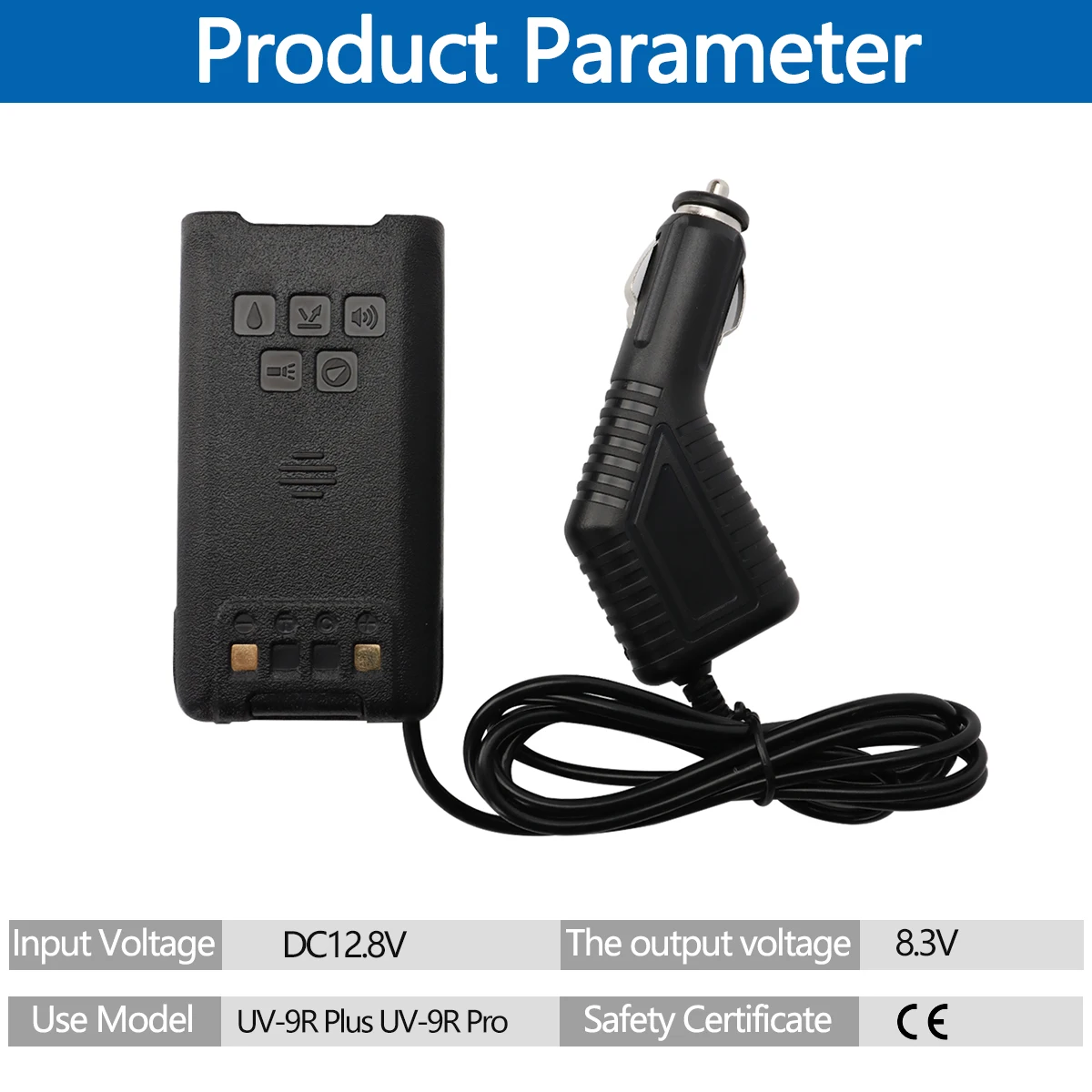 Автомобильное зарядное устройство Baofeng, устройство для устранения аккумулятора постоянного тока 12 В для BAOFENG UV-9R PRO UV-9R PLUS, рация для альпинизма