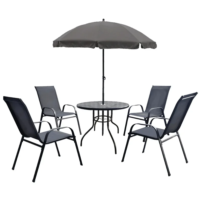Manufacturer  wrought steel umbrella multifunctional outdoor leisure table and chair set