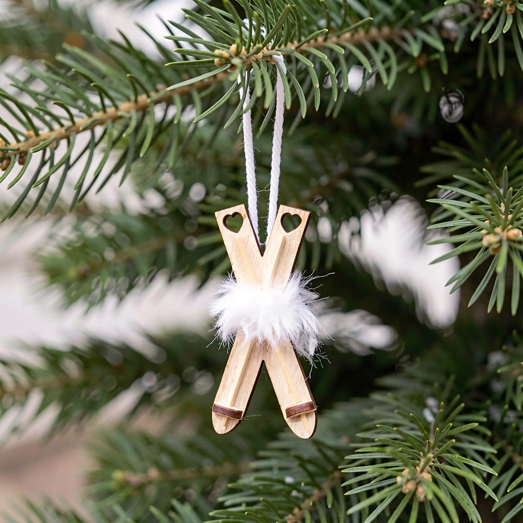 10pcs Unfinished Mini Wood Sled Ornaments Khaki Ski Sled Hanging Pendants Christmas Tree Embellishments Blank Wooden Sledding