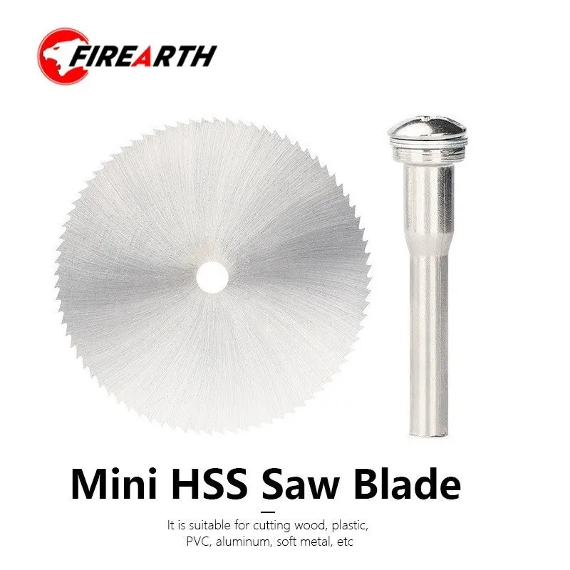 Firearth 22-60mm HSS Steel Saw Blade Fit on Dremel Rotary Tools Mini Circular Saw Blade With Shank for Wood PVC Plastic