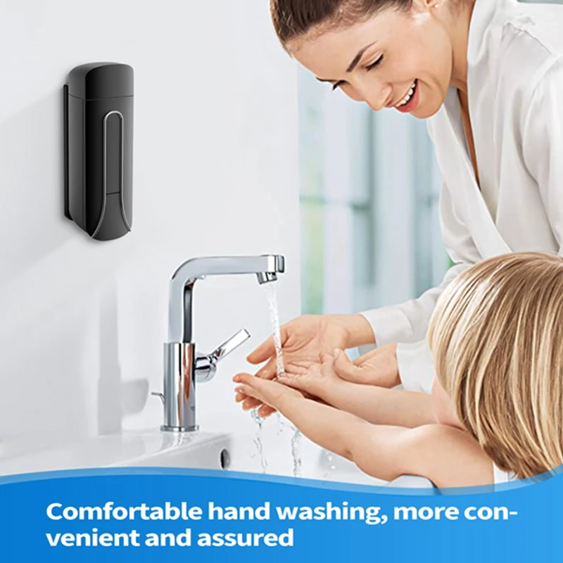 TKOH-2Pcs Wall Mounted Bathroom Plastic Liquid Soap Dispenser 350Ml Shower Gel Detergent Shampoo Bottle For Kitchen Hotel