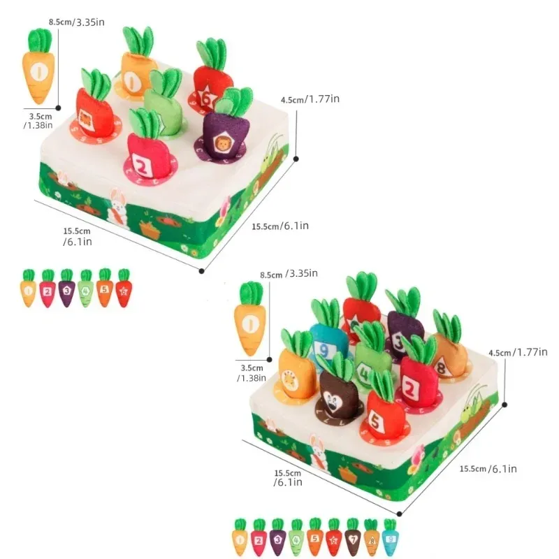 Educational Baby Carrot Plush Toy Number Shape Color Matching Puzzle Early Brain Development & Color Discrimination Exercise