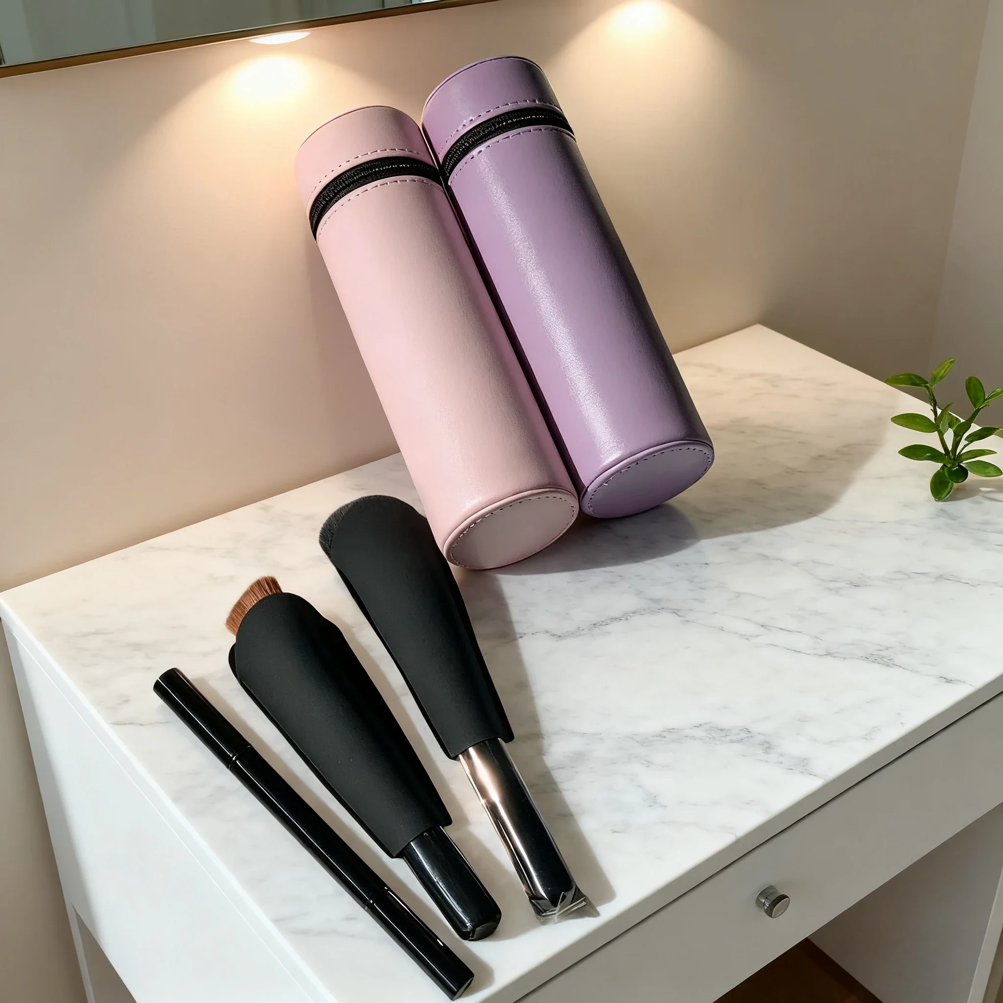 Reisetasche aus Kalbsleder, limitierte Auflage, Make-up-Pinsel-Set, luxuriöser Rougepinsel, Foundation-Pinsel mit doppeltem Verwendungszweck, Doppelkopf-Lidschattenpinsel