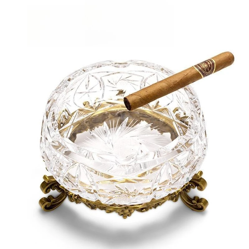 Ashtray European Austrian crystal inlaid copper cigarette set ornament CLG-23EP9