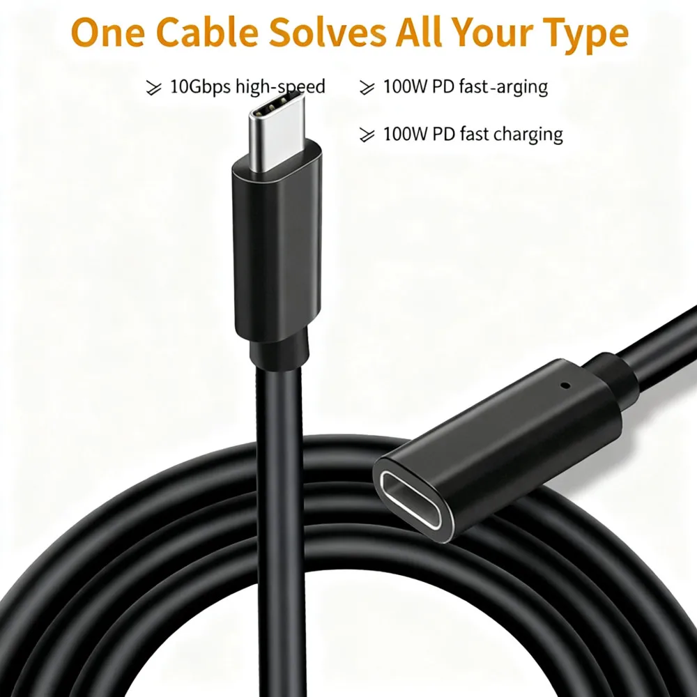 USB C Extension Cable Male to Female Type C USB3.2 Gen2 10Gbps 100W Fast Charging Extender Cord for MacBook Pro Samsung Xiaomi