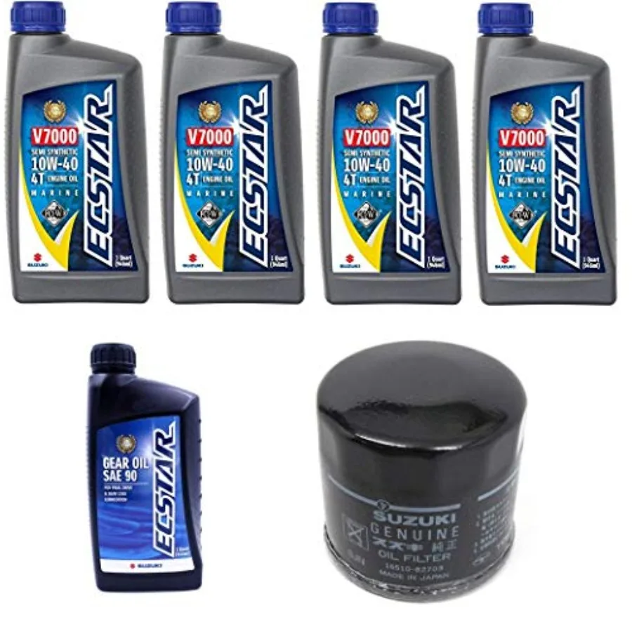 

Comprehensive Oil Change Kit for Marine Outboard Engines with 4 Quarts of High-Performance Engine Oil 16510-87J00 Filter and 1