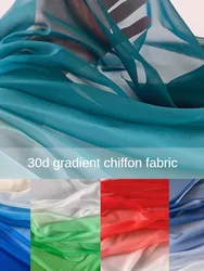 30D Gradient Chiffon Fabric By The Meter for Dress Skirts Clothes Wedding Diy Sewing Needlework Cloth Thin Transparent Soft Blue