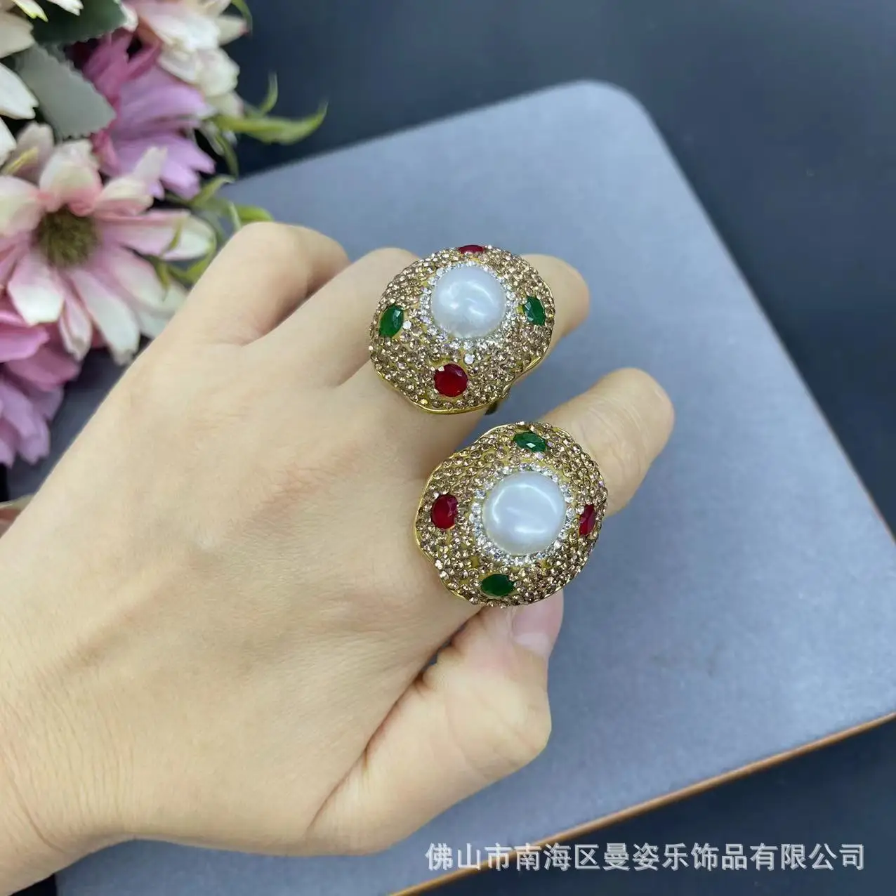 

Natural Baroque Pearl Set Ruby Original Design Natural Stone Personality Jewelry Ring