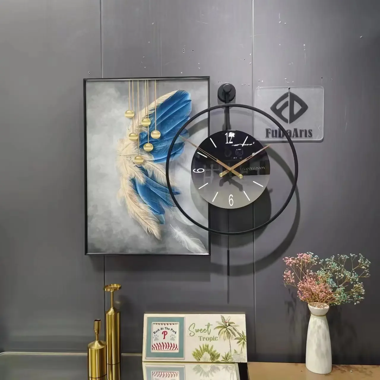 

-80+60S2 Dropshipping Products 2024 New wall clock home decoration luxury crystal porcelain painting living room bedroom