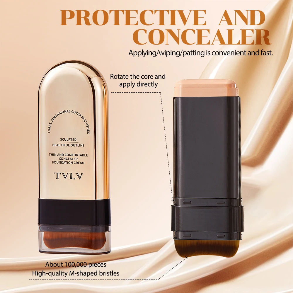 Foundation-Stick mit integriertem Pinsel, 4 Farben, vollständig deckende Concealer-Foundation-Creme, langanhaltende Ölkontrolle, Gesichtskonturierung – Detail 4